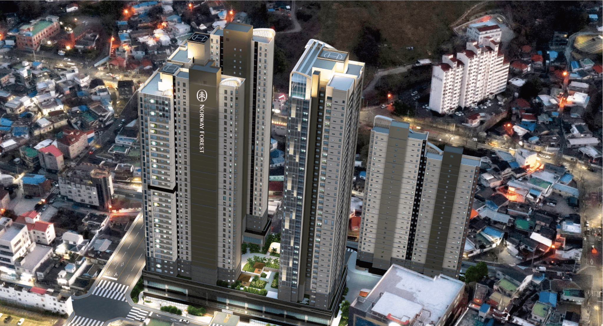 진영 노르웨이 숲 야경 조감도 - 진영 신규 분양 아파트